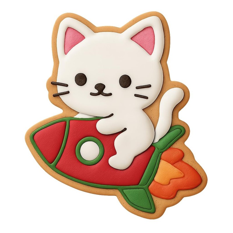Rocket Riding Chibi Space Kitten Cookie Cutter & Stamp - 4x3.2 gallery