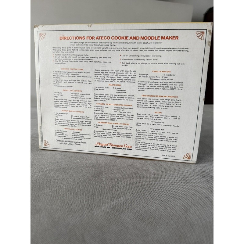 New Vintage ATECO Original Cookie And Noodle Maker Press M# 685 USA Sealed Box gallery