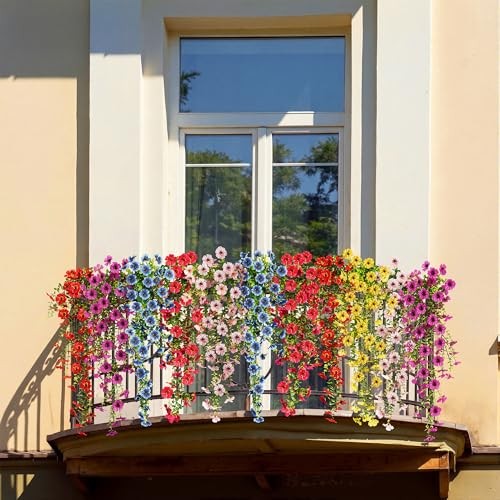 6 Bundles Artificial Flowers for Spring Red Yellow Fuchsia Purple Pink Blue gallery