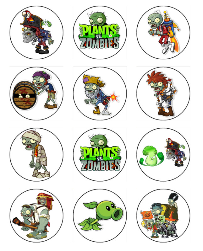 Plants v Zombies Edible Wafer Cake & Cupcake Toppers Gaming Birthday Decorations gallery