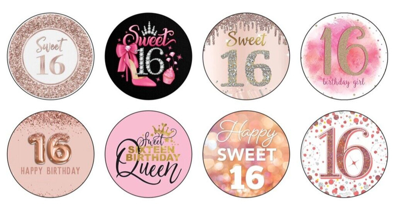 Cake Toppers Happy 16th Sweet Sixteen Birthday Girl 24 PRECUT Edible Wafer Paper gallery