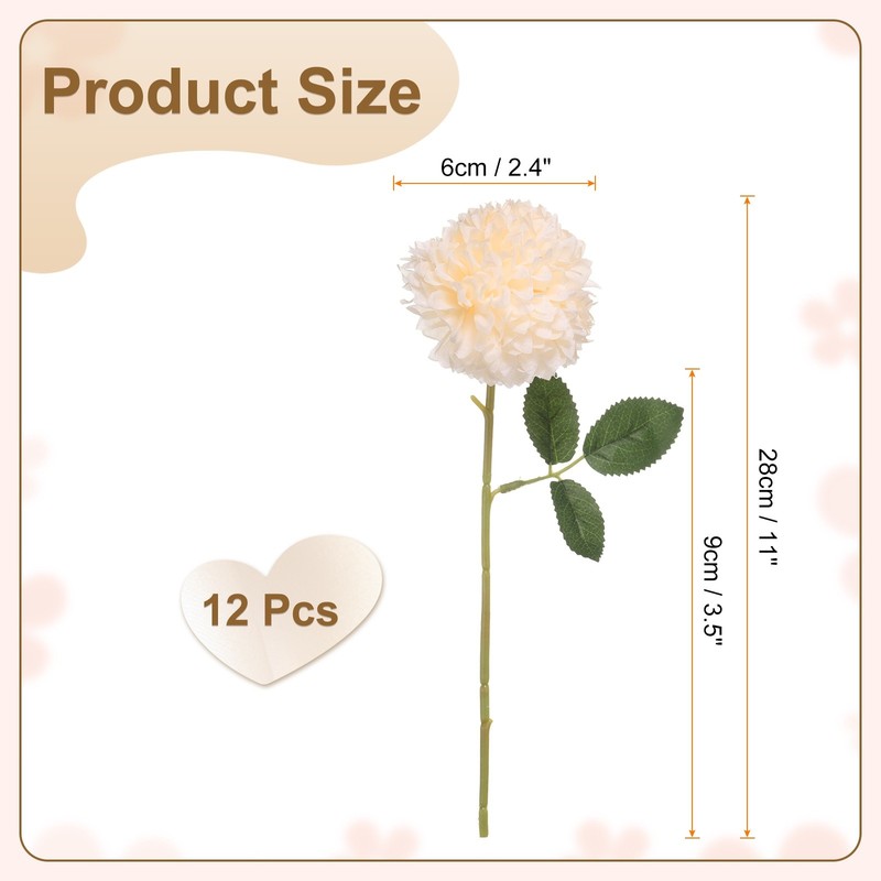 12pcs Artificial Chrysanthemum Ball Flower Faux Mum Flower Bouquet, Gold Tone gallery