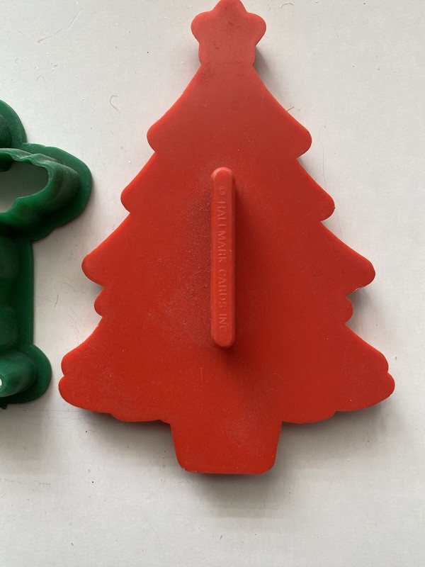 Vintage Hallmark Cards Christmas Tree and Green Elf Man Cookie Cutter Lot of 2 gallery