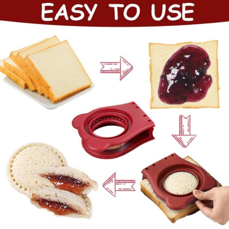 Sandwich Cutter and Sealer, Sandwich Cutter, Bread Sandwich Decruster (Red) gallery