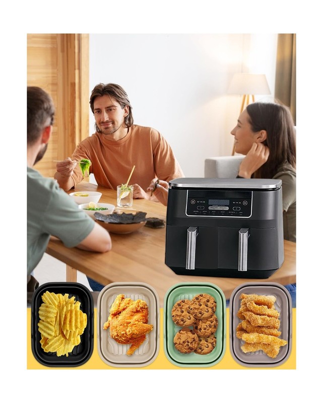 4-Pack Collapsible Air Fryer Silicone Liners for Ninja Foodi Dual B... Fast Ship gallery