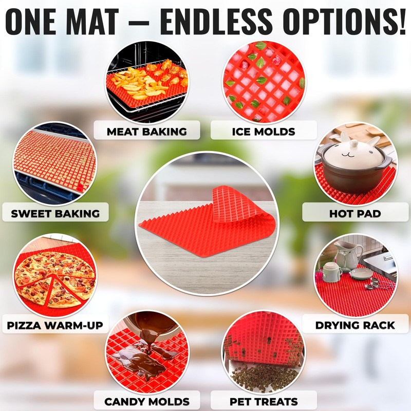16x11.42" Non-Slip Red Pyramid Baking Mat - Easy to Clean 16"L x 11.4"W, gallery
