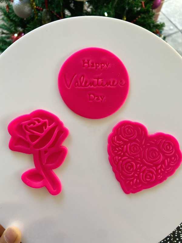 Happy Valentine’s Day cookie stamps Rose floral heart Fondant Embosser