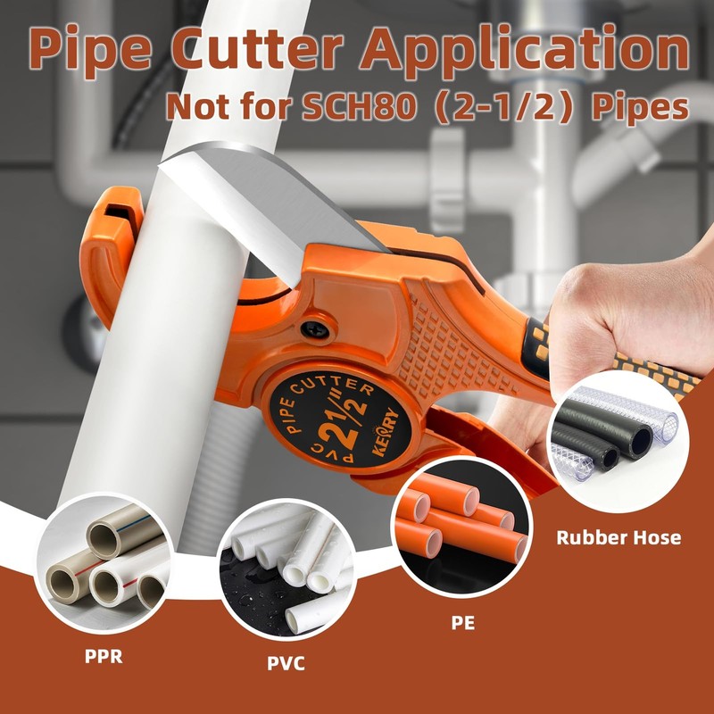 Kerry Pvc Pipe Cutter Up To 2-1/2 O.D. Ratcheting Heavy-Duty Pex Poly Pe gallery