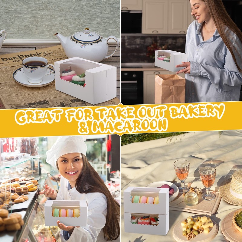 60 Pack 8x4x4 Inch Bakery Boxes with Window Cookies Boxes Pumpkin Roll Contai... gallery