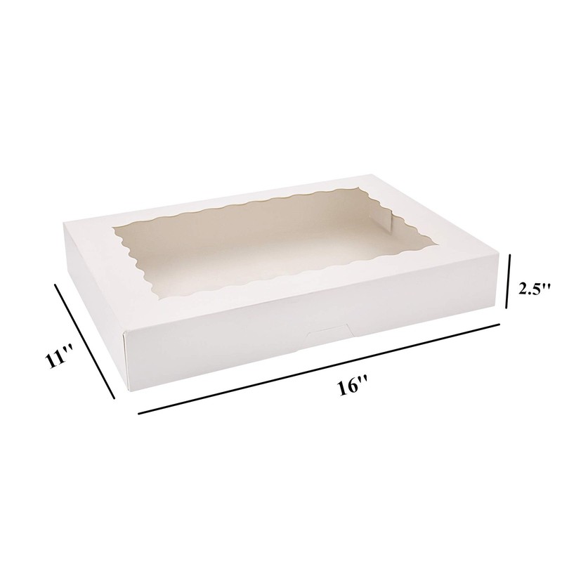 20 PCS 16x11x2.5 inch White Bakery Boxes with Window for 12 Donuts Pastries gallery