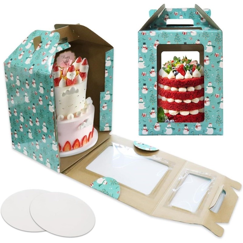 2 Pack Kuu De Fun Tall Christmas 3-Tiered Cardboard Cake Box Blue 10x10x12 Inch gallery