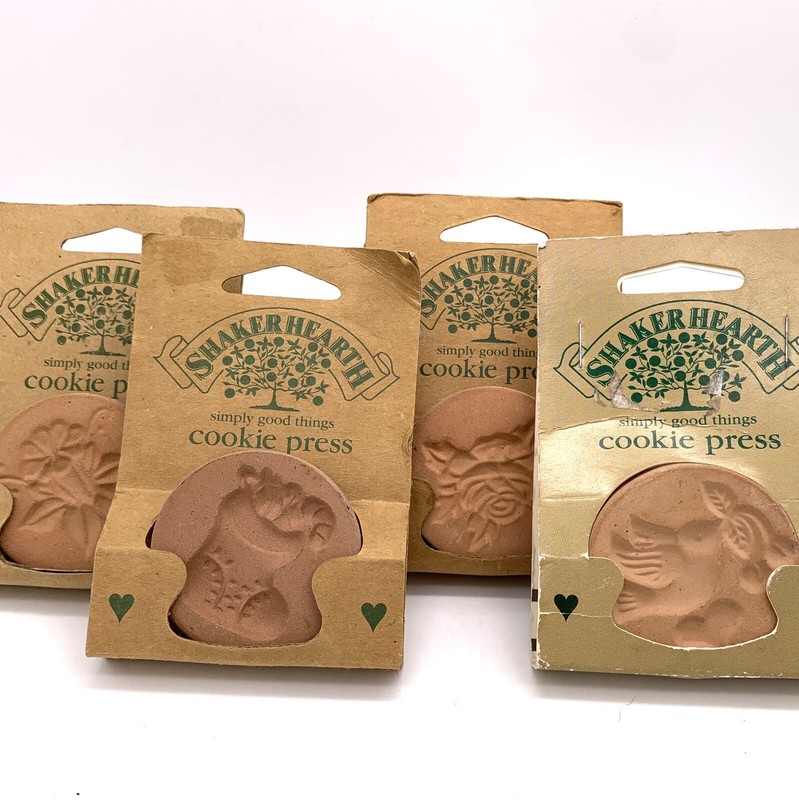 Shaker Hearth Cookie Press *Lot Of 4* Columbine; Rose; Stocking; Dove