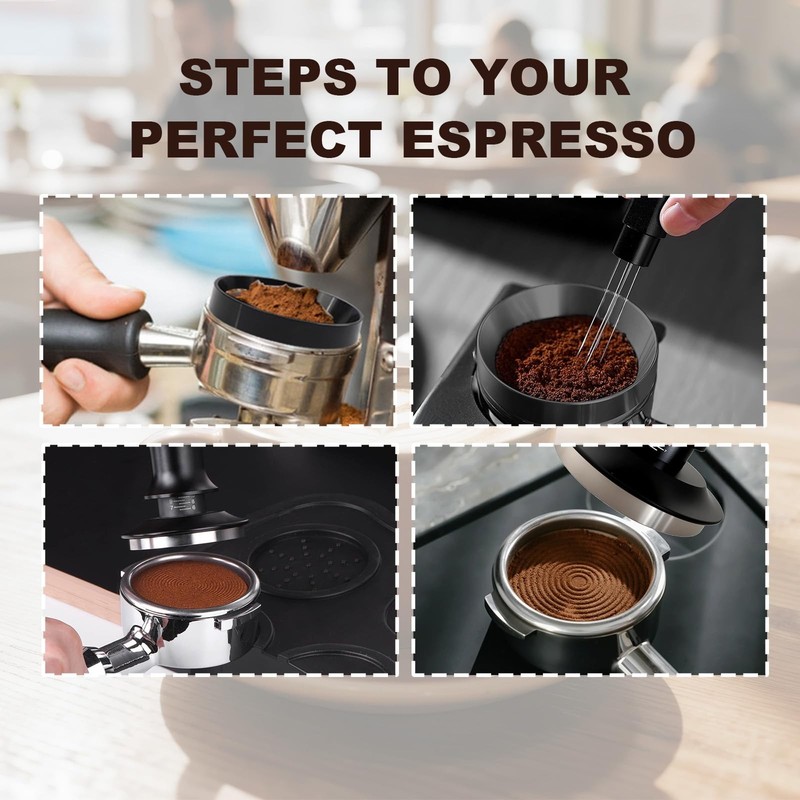 Espresso Accessories 54mm Spring Loaded Tamper Kit, 5-Piece Set 54mm, Black gallery