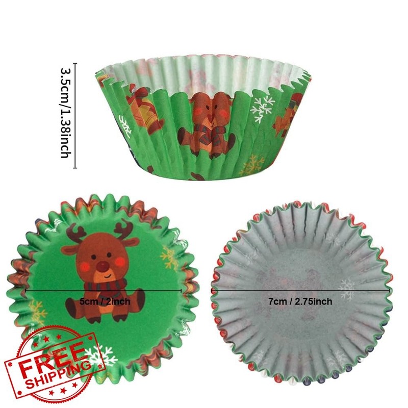 Kiopdse Green Deer Cupcake Liners 100 Count gallery
