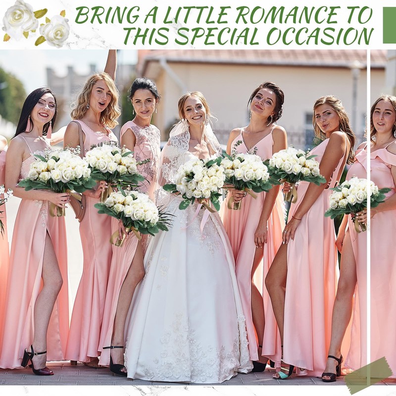 Zeyune 12 Bunches Wedding Bridesmaids Bouquets 144 Heads 7 Inch Artificial Rose gallery