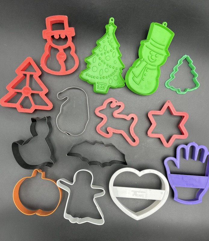 Lot of 14 Cookie Cutters Holiday Christmas Halloween Valentines Day