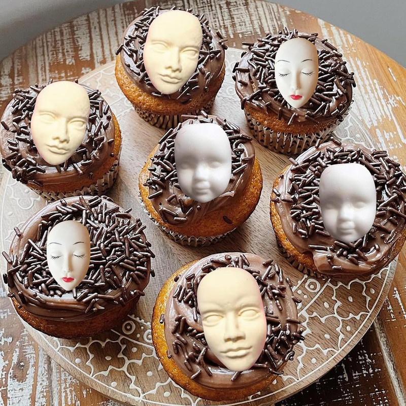 Human Face Silicone Mold 4 Pcs, Face Chocolate Fondant Mold for Cake Decoration gallery