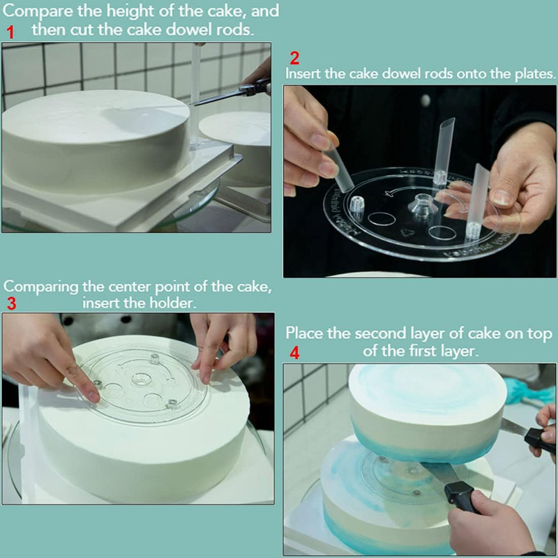 20 Plastic Cake Sticks Support Rods and 12 Clear Cake Stacking Dowels with 4 Cak gallery
