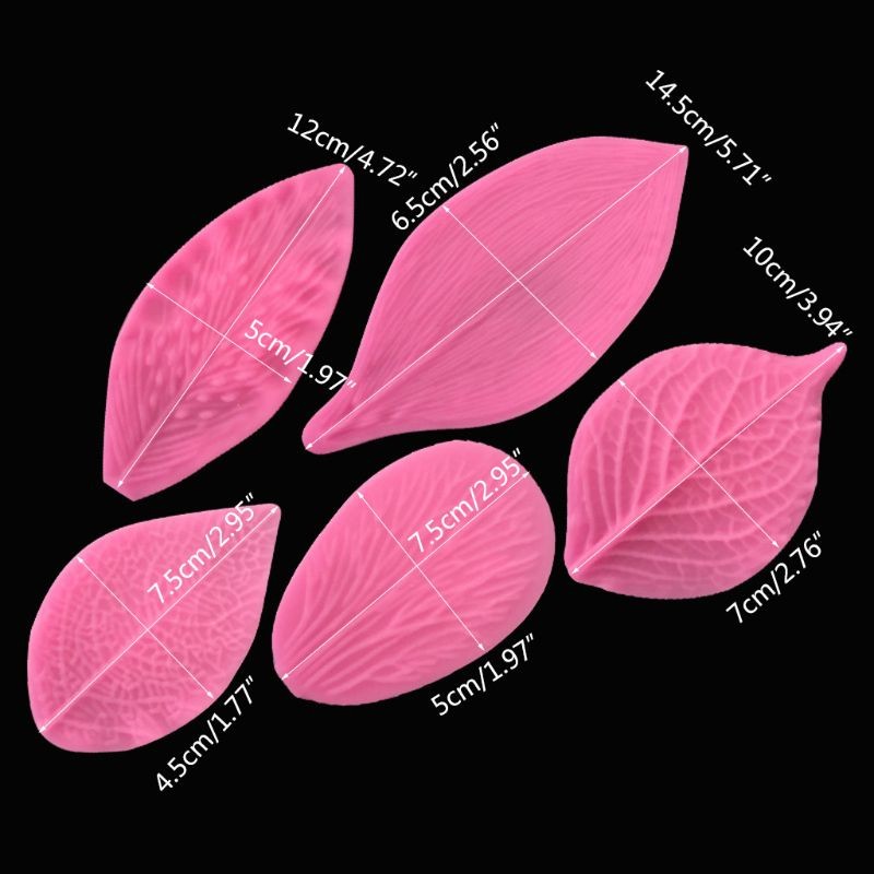 5pcs/set Leaf Silicone Mold Fondant Cake Decorating Tool Peony Rose Floral Petal gallery