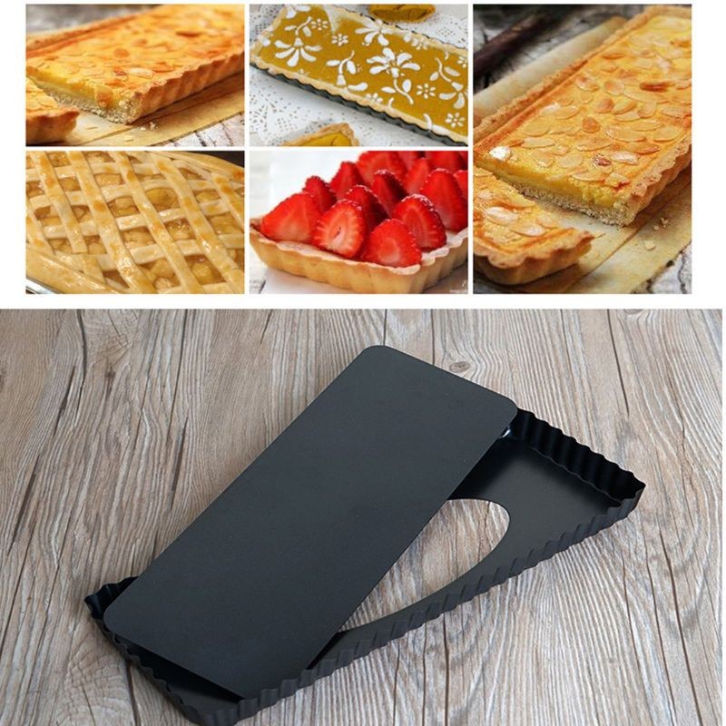 Rectangle Fluted Pie Tart Pan Mold Baking Removable Bottom Nonstick Tool gallery
