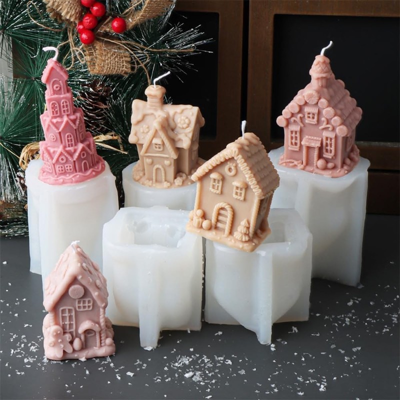 3D Gingerbread House Silicone Mold for Candle Soap Resin Christmas Crafts gallery