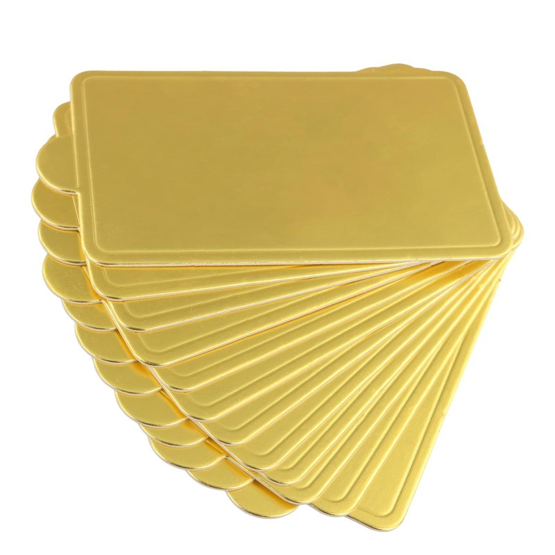 200 PCS 3.94x2.36 Inch Mini Gold Rectangular Cake Boards Mousse Base Paper gallery