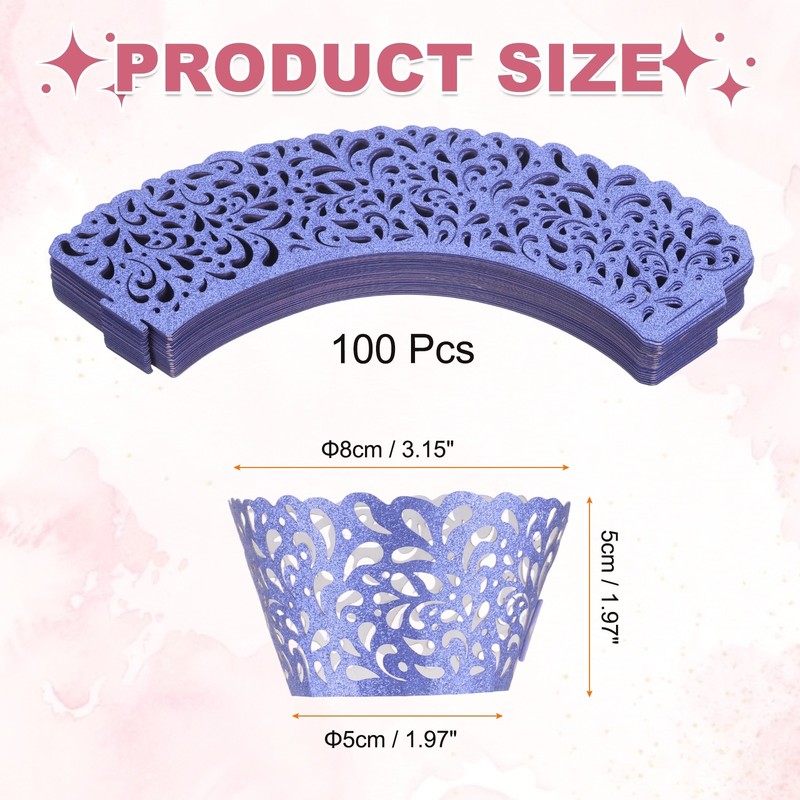 100Pcs Empty Lace Cupcake Liners Water Drop, Dark Blue gallery