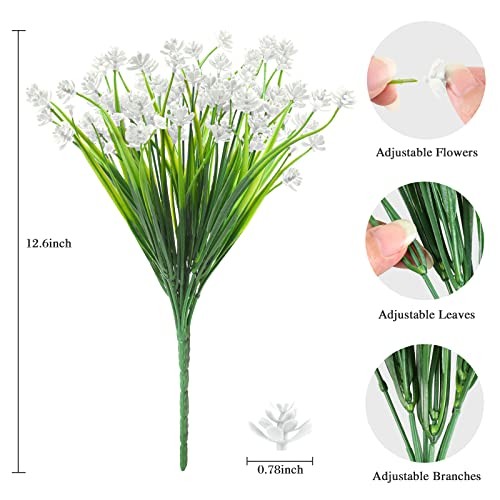 20 Bundles Artificial Flowers for Outdoor Outside Spring 20 PCS Pure White gallery