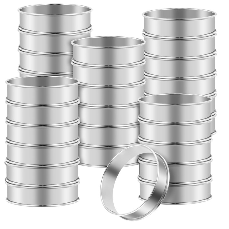 SENJEOK 30 Pack 4 Inch English Muffin Rings, Stainless Steel Crumpet Rings fo…
