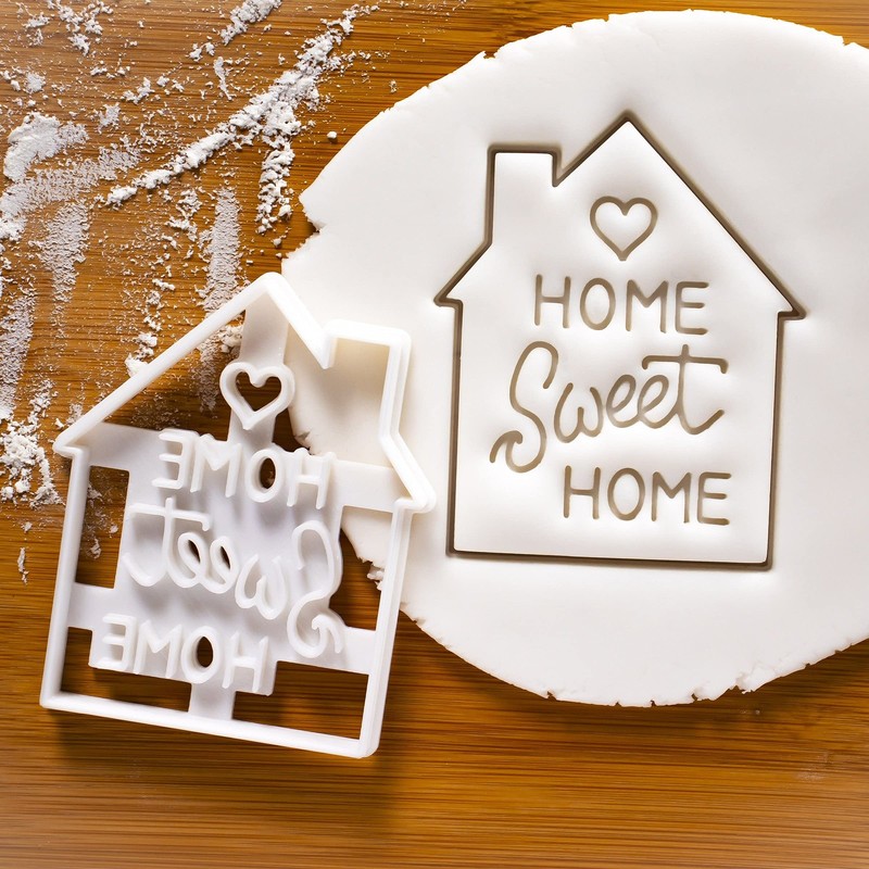 Set of 4 Housewarming cookie cutters (Home Sweet Home, House Door, White gallery