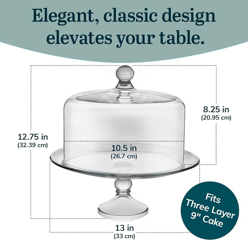 Glass Cake Stand with Dome Lid Elegant Curved Footed Glass Cake Holder Versatile gallery