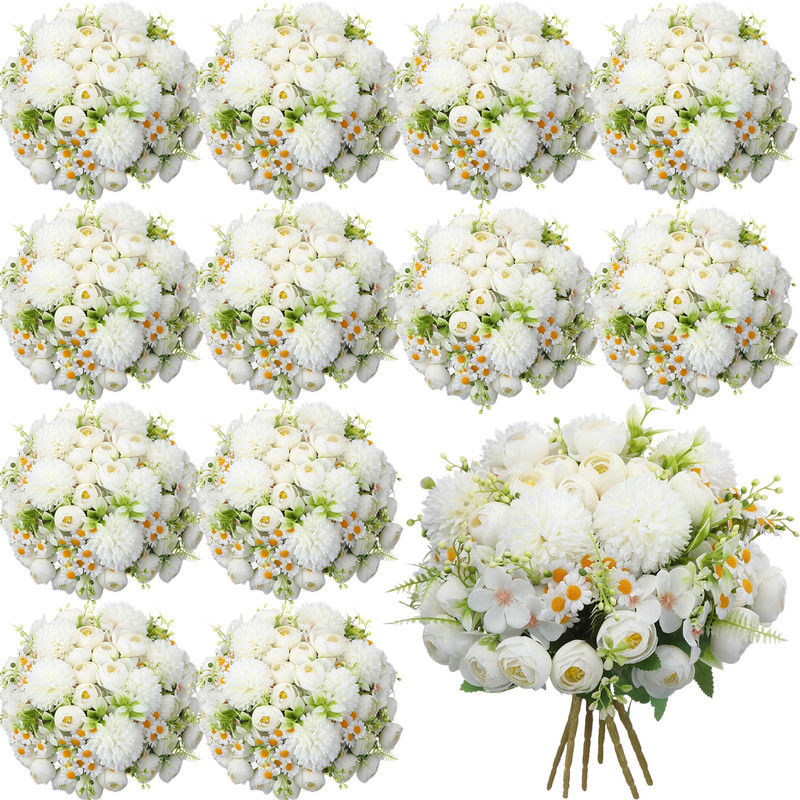 Tigeen 12 Bundles Peonies Artificial Flowers Faux Roses Silk Flowers Hydrangea