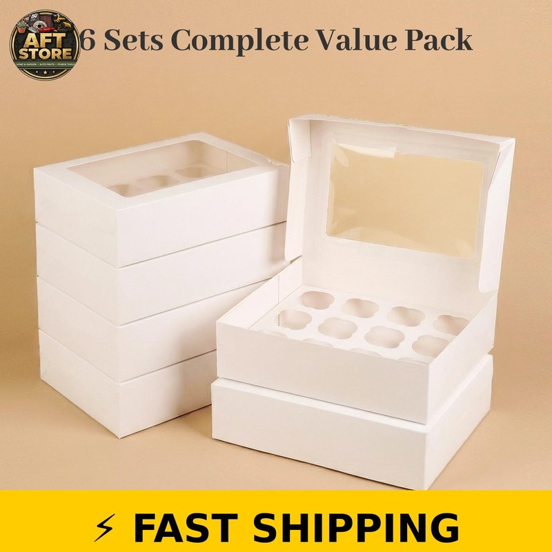 VGOODALL 12 Count Cupcake Boxes - 6 PCS Container with Window gallery