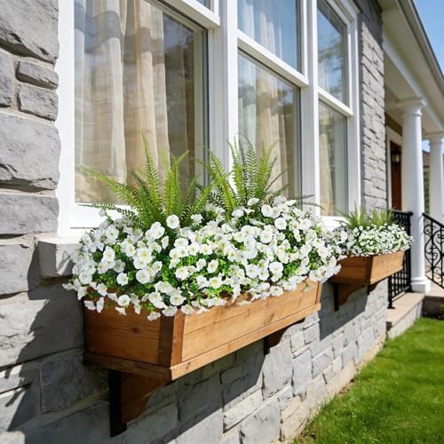 Artificial Flowers for Outdoors Faux 2 Color Mixed (12 White,1 Tall Fern) gallery