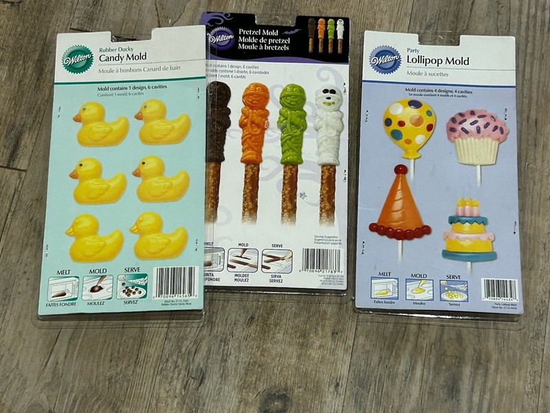 Lot of 3 Wilton Molds Lollipop, Rubber Ducky, and Mummy Pretzel Baking Treats