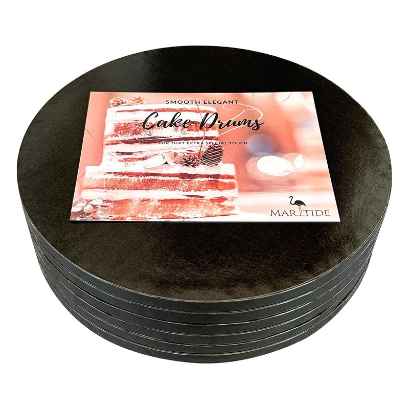 6 PCS Black 12 Inch Cake Board Drums Round Sturdy 1/2 Thick For Heavy Cakes
