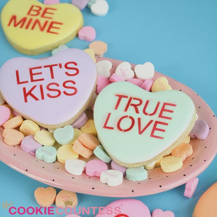 Classic Conversation Hearts Large Stencil Set by Cookie Countess gallery