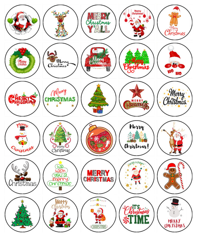 Christmas Cupcake Toppers | Edible Wafer | Santa, Reindeer, Snowman Decorations