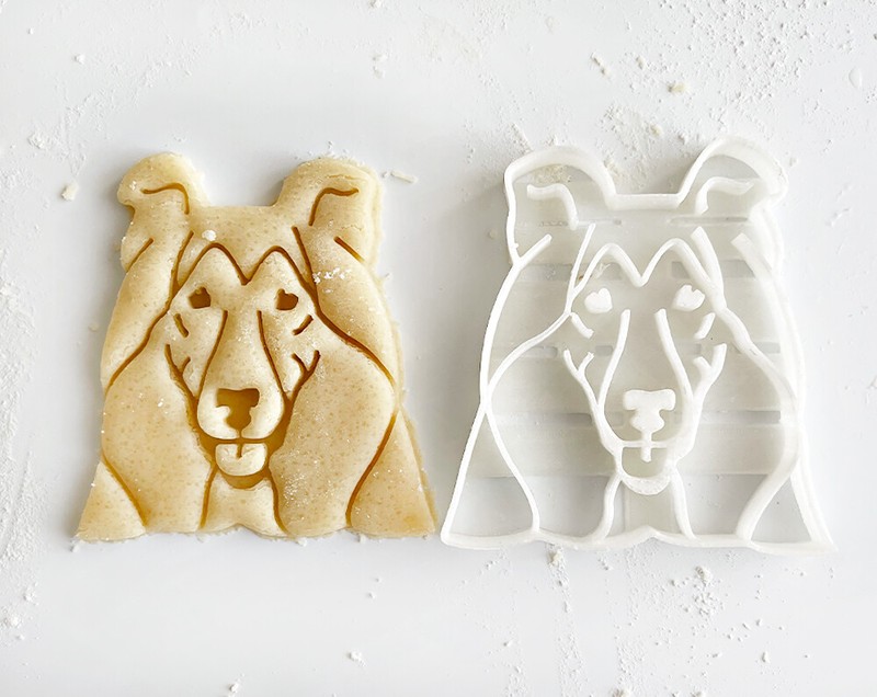Collie, Dog Face Cutter, Fondant Cutter with stamp