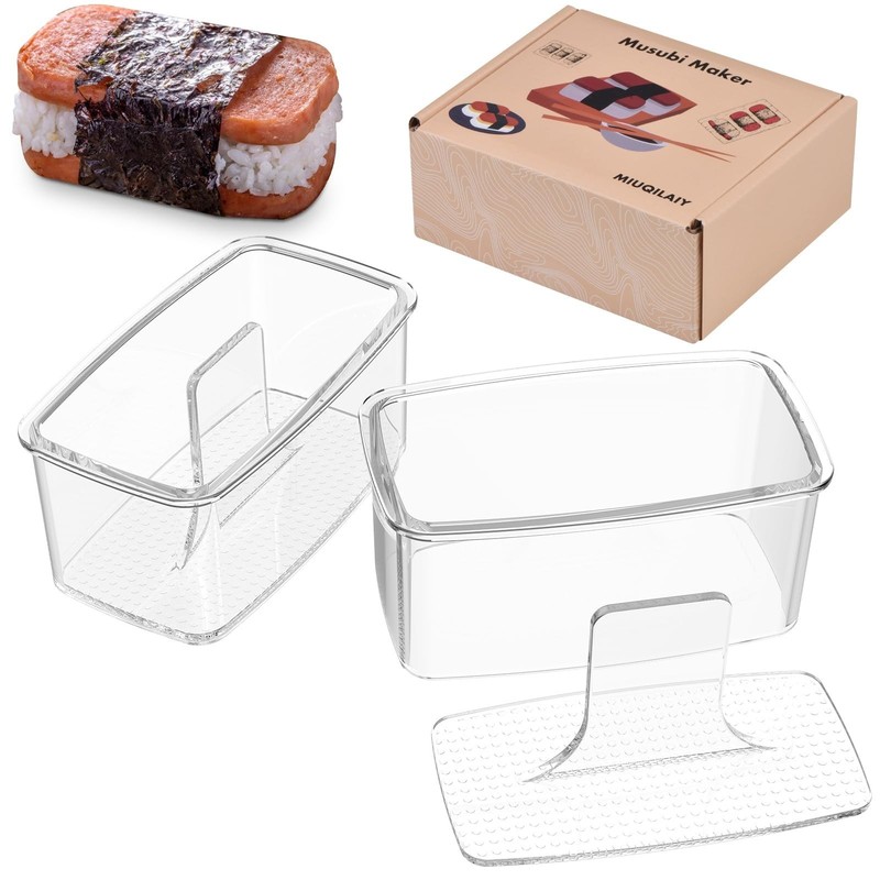 2PCS Clear Musubi Maker Kit, Non-stick Onigiri Press, BPA-Free Sushi Mold for…