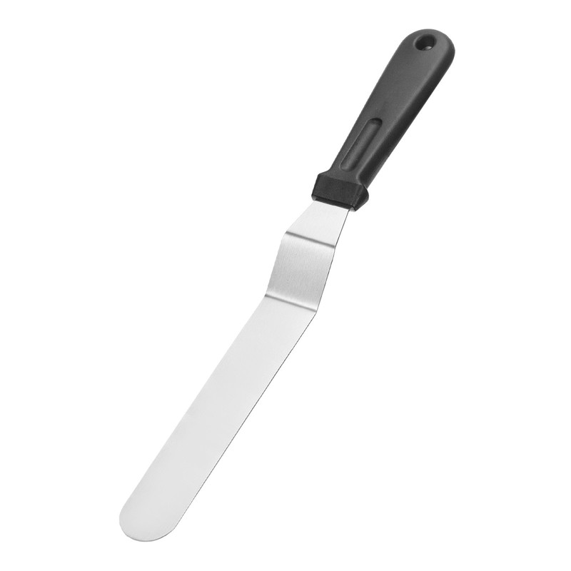 Icing Spatula with 8 Inch Bent Blade with Plastic Handle, Black