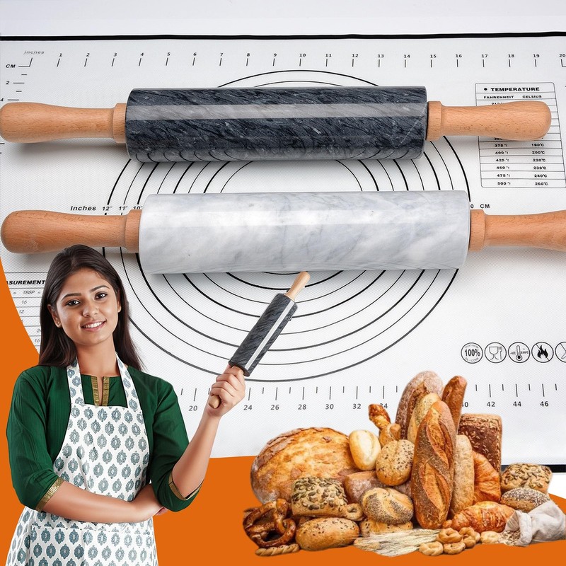 18.5 inches Marble Rolling Pin,Large Non-Stick Dough Roller,for making pizza,... gallery