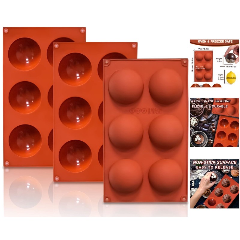 Versatile 6-Cavity Silicone Molds – Perfect for Hot Chocolate Bombs & Desserts