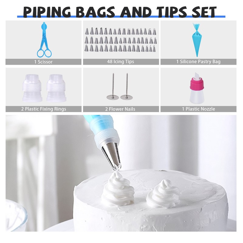 60PCs Cake Decorating Supplies Kit Cake Decorating Stand Set Baking Tools Gift gallery