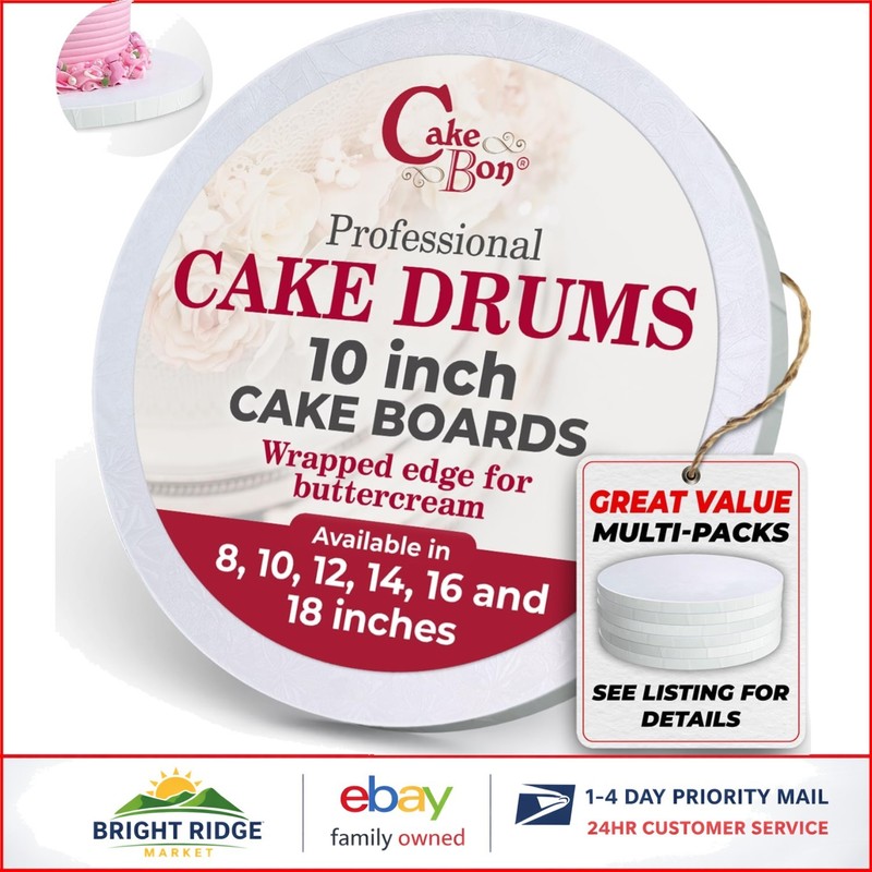 10 Inch Cake Base Boards, White Lightweight Drums for Baking and Displaying