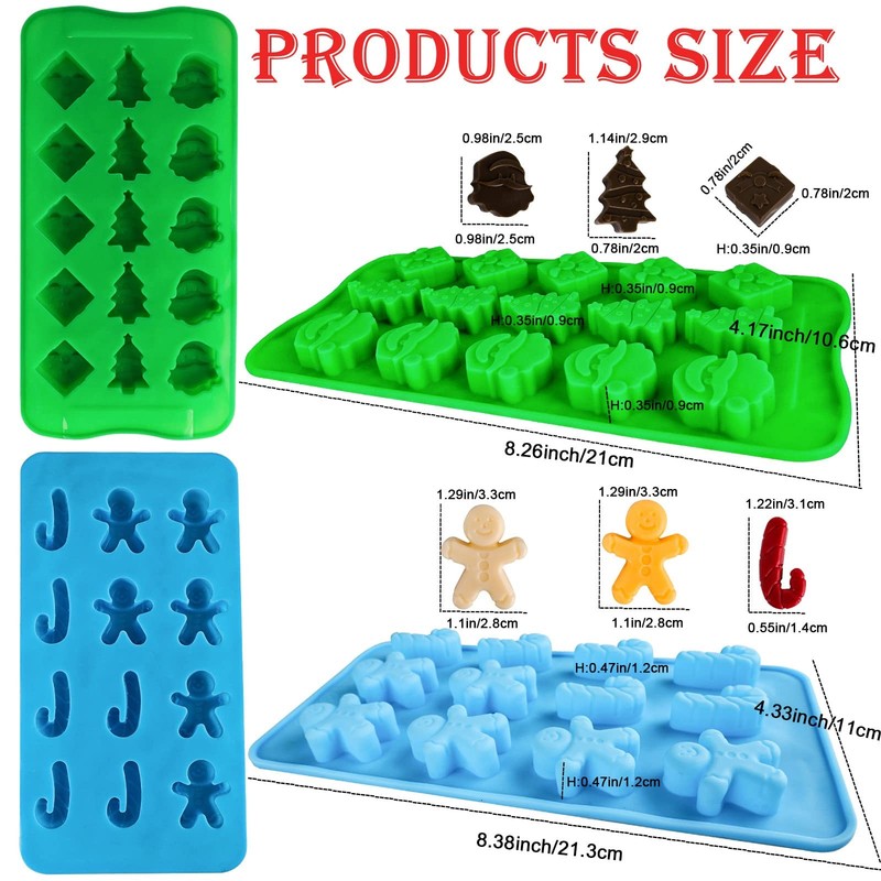 Christmas Silicone Molds Chocolate Mold Candy Redgreen-6pcs gallery