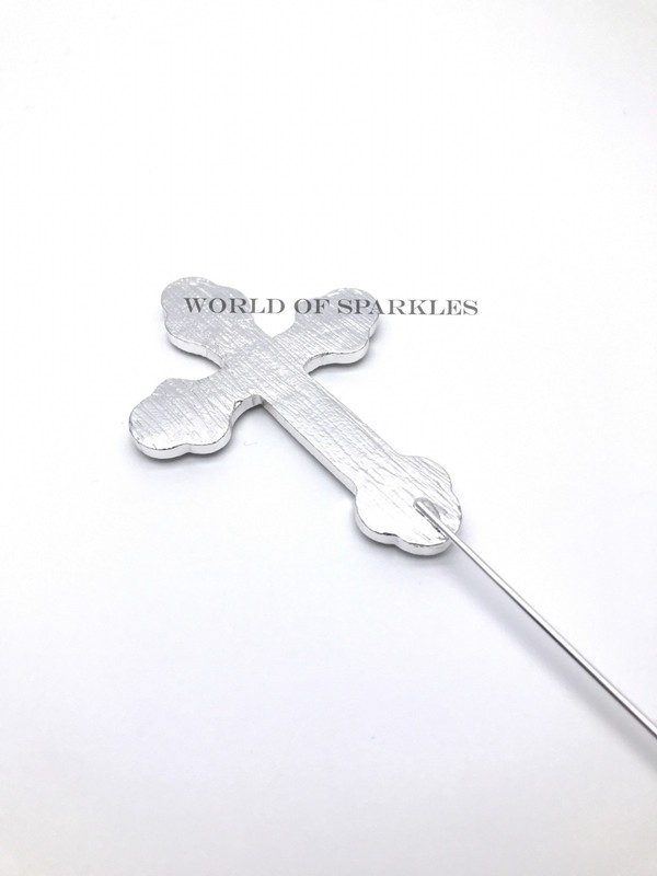 CROSS HOLY COMMUNION CHRISTENING Diamante Crystal Cake Topper Silver 8cm D3 gallery