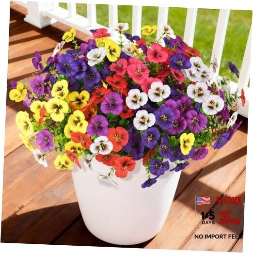 Artificial Flowers for Outdoor Spring Summer Decorations, 12 Bundles Faux Mix