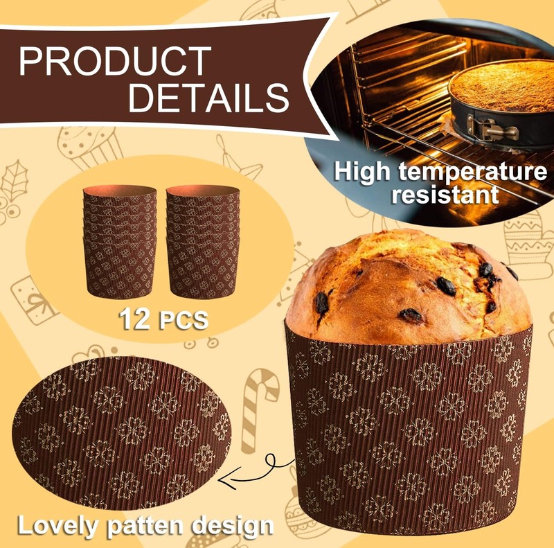 Panettone Paper Mold Paska Easter Bread Forms Kulich Baking Molds 4 In 12 PCS gallery