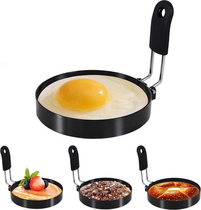 4 Pack Egg Rings for Frying Eggs, 3.5″ Round Egg Cooking Stainless Steel, for